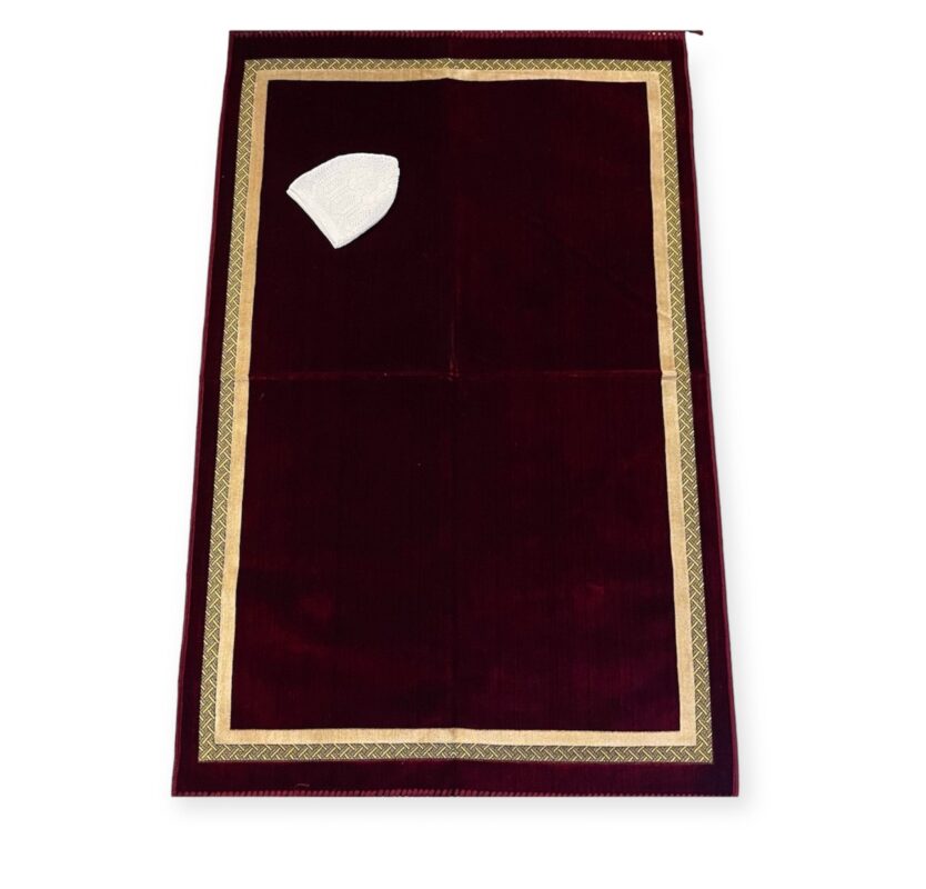Muslim Prayer Hat - Plain prayer mat sajjadah jaynamaz salah prayer rug With prayer hat