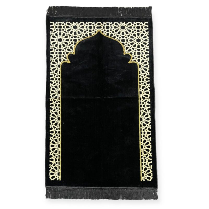 Islamic Prayer Mat - Sajjadah jaynamaz salah prayer rug Turklish prayer mat Black