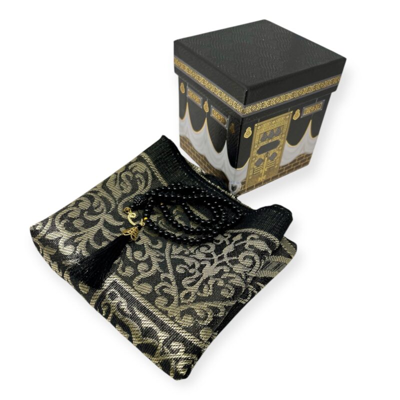 Islamic Prayer Mat - Kaba design box comes with Prayer mat and Tasbeeh