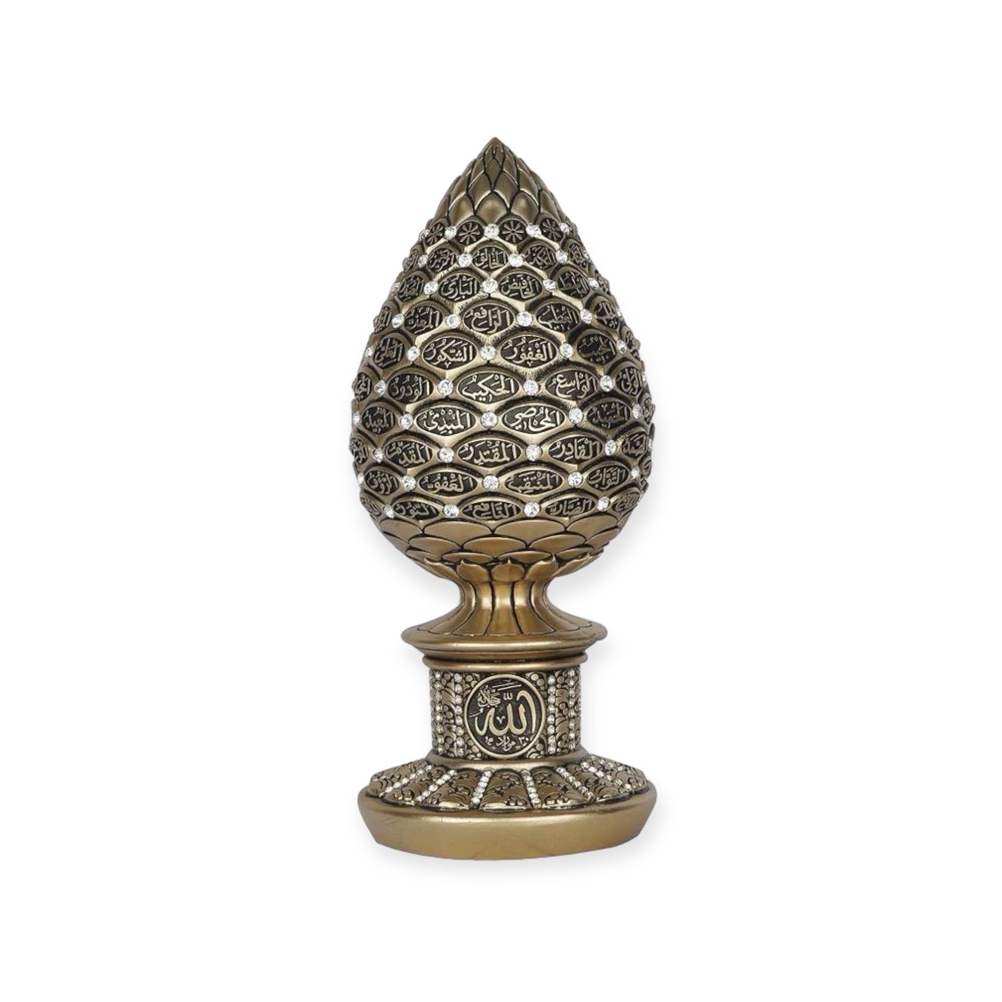 Islamic Ornament - Golden Pine Cone with Green Stones – 99 Names of Allah Islamic Ornament - Golden Pine Cone with Green Stones – 99 Names of Allah