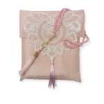 Islamic Prayer Mat - Lace Work Travel prayer mat With Tasbeeh Pink