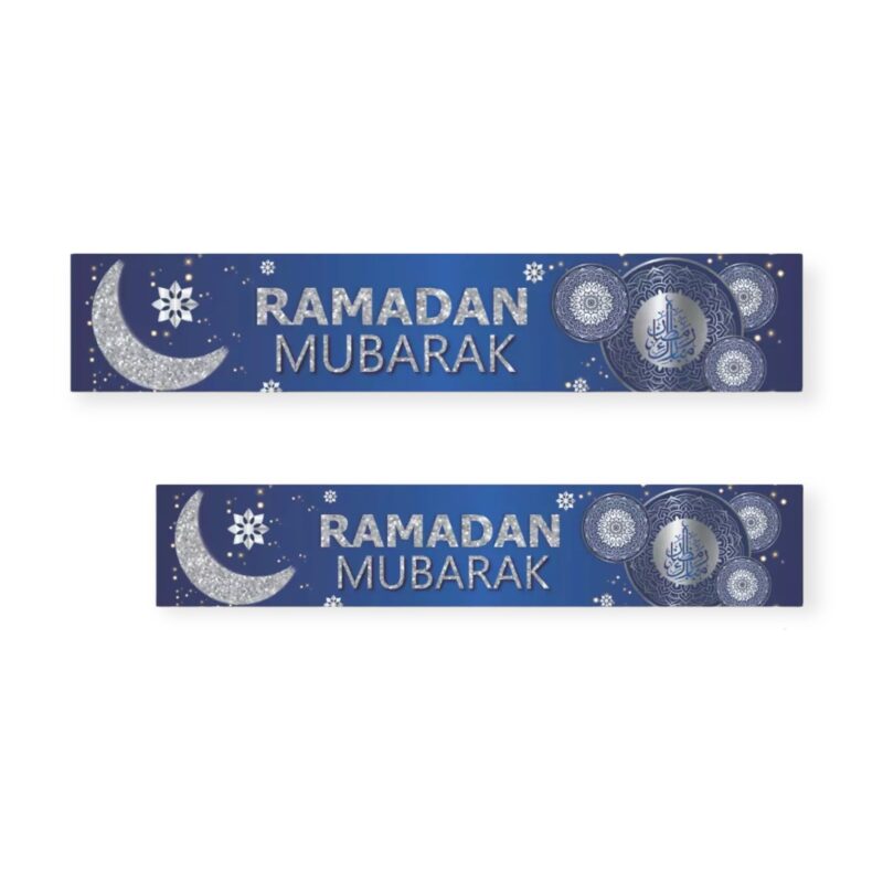 Islamic Ornament - Blue Ramadan Mubarak Pack 2 Banners With Balloons Decorate And Celebrate