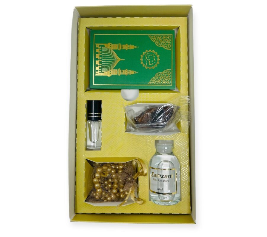 Tasbeeh Prayer Beads - Islamic Gift Box Tasbeeh, Zamzam Water, Attar, Dates &Yaseen books