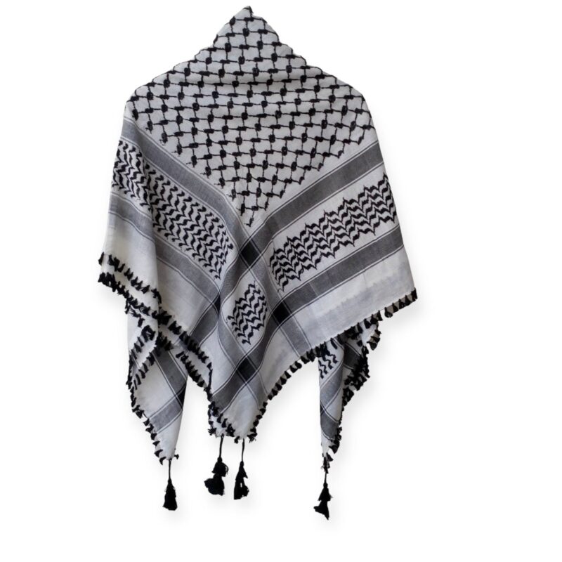 Hijab and Scarf - Palestine Scarf Keffiyeh Arafat Hatta Cotton Wide Scarf with Tassels, Shemagh Arab Cotton