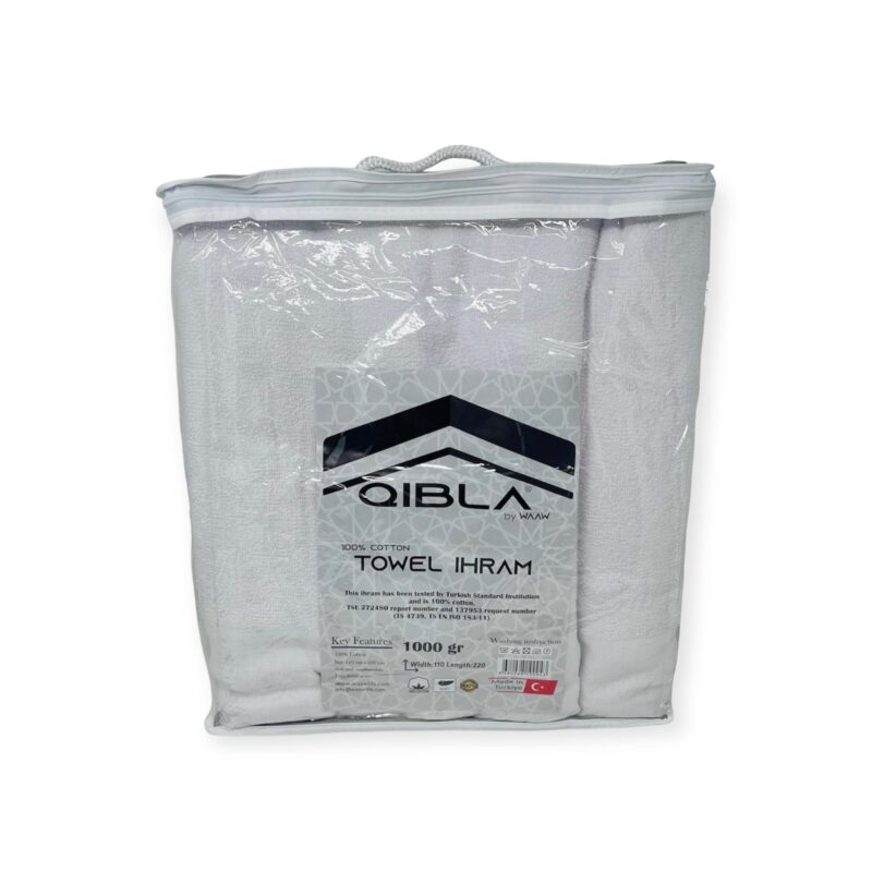 Hajj and Umrah Essential - Men's Towel Ihram/ Ehram 1000gr Qibla Ihram for Hajj and Umrah 2pcs