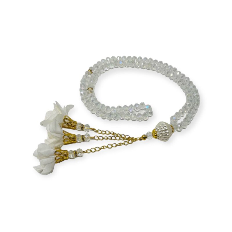 Tasbeeh Prayer Beads - Crystal 99 Prayer Beads, Tasbih, Misbaha, White