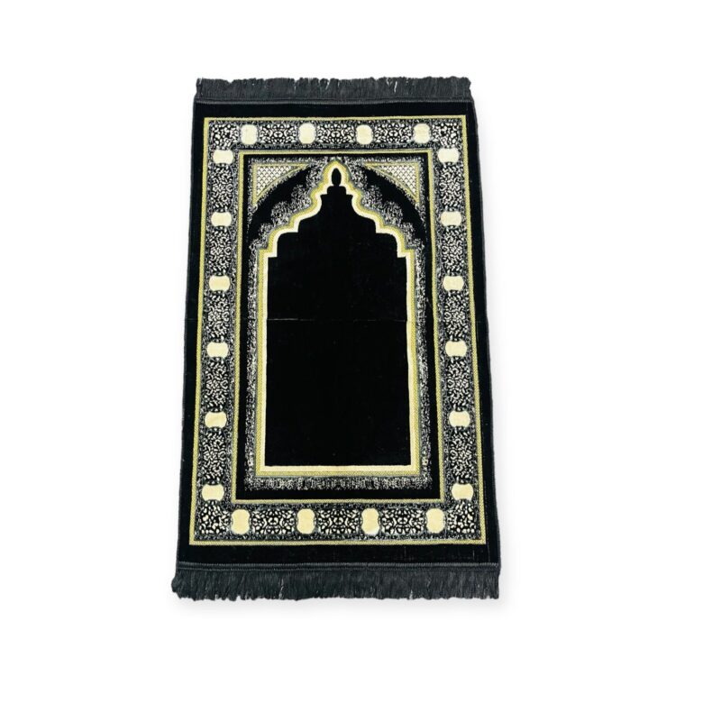 Islamic Prayer Mat - Jaynamaz salah prayer rug Turklish prayer mat Black