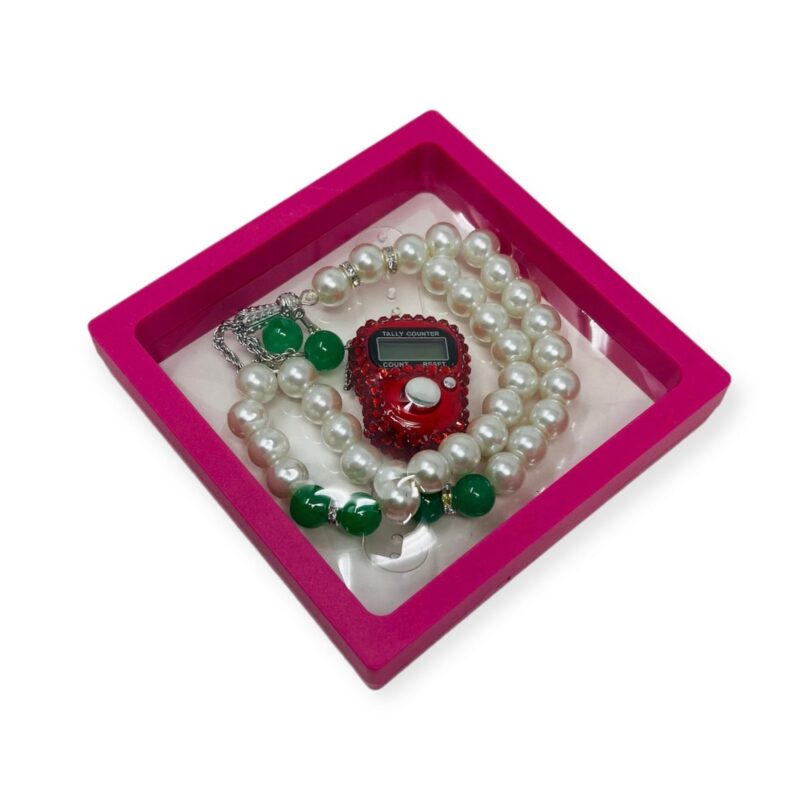 Tasbeeh Prayer Beads - Islamic Tasbih Beads 99 and Digtal Counter Gift Set Pink