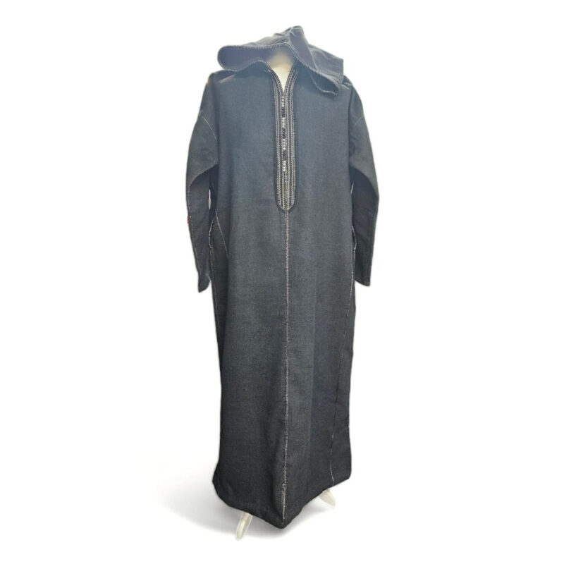 Jubba and Thobe - Winter Moroccan Thoub - Cashmere Wool Blend, Dark Grey Jubba Thobe Djellaba