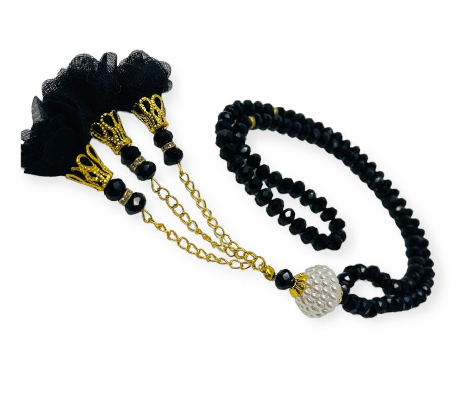 Tasbeeh Prayer Beads - Crystal 99 Prayer Beads, Tasbih, Misbaha,Black