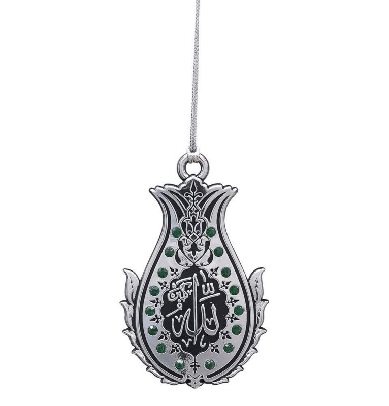 Islamic Gift - Double-Sided Lalegul Car Hanging Silver/Green-MS-0201