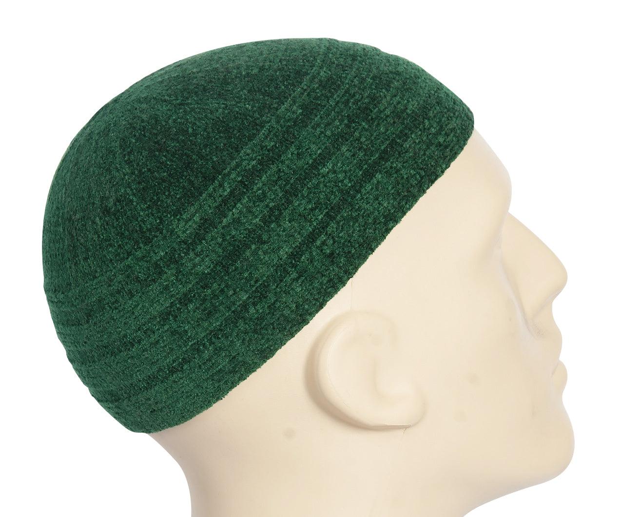 Muslim Prayer Hat - Turkish Chenille classic prayer hat Green Muslim Prayer Hat - Turkish Chenille classic prayer hat Green